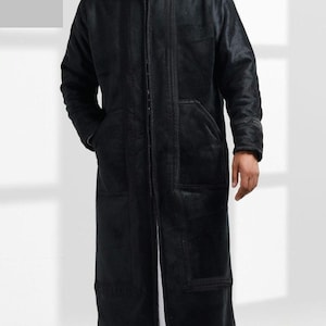 Farwa Bisht Fur Men Winter Coat Arabian High Quality Black Coat with hood and Pockets