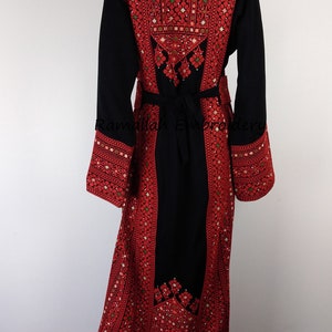 Palestinian Embroidery Thobe Princess Thob Maxi Dress Tatreez Amira Red and Black image 3