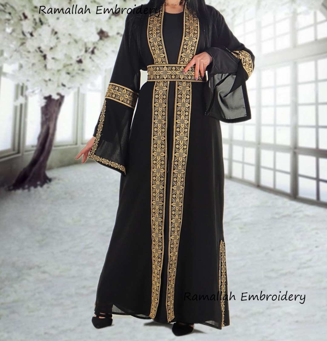 Abaya black and gold discount