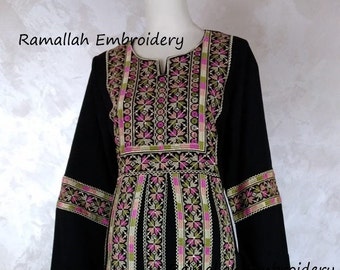 Cream Embroidery Red Detail Tatreez Thobe main image 0