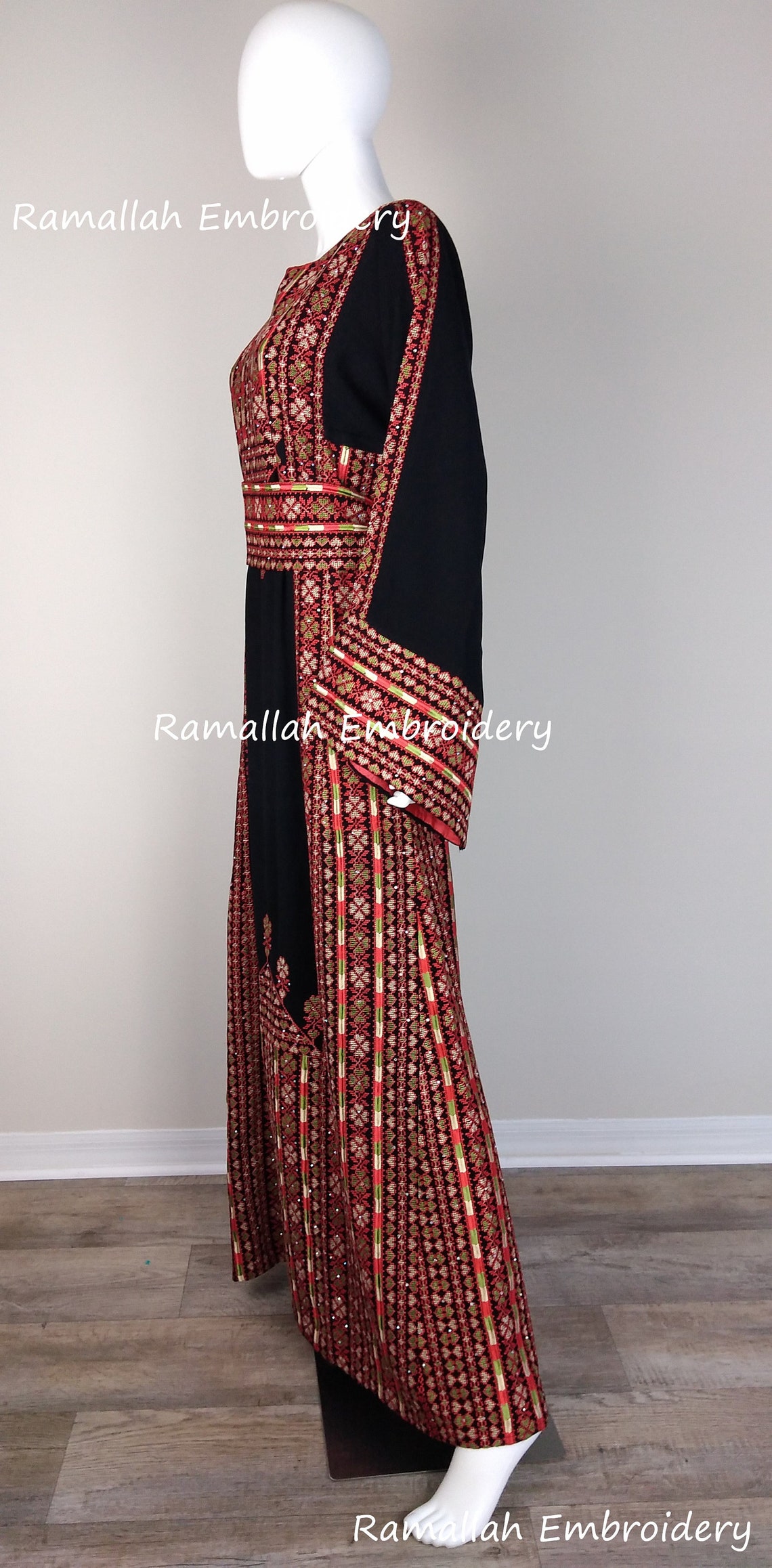 Palestinian Embroidered Thobe Kaftan Maxi Dress Tatreez. Etsy