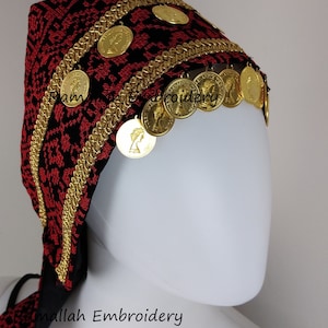 Embroidered Hat With Coins Palestine tatreez