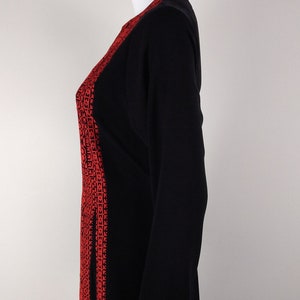 Palestinian Kaftan Thobe Thob Embroidery Black with Red Tatreez Stripes image 4