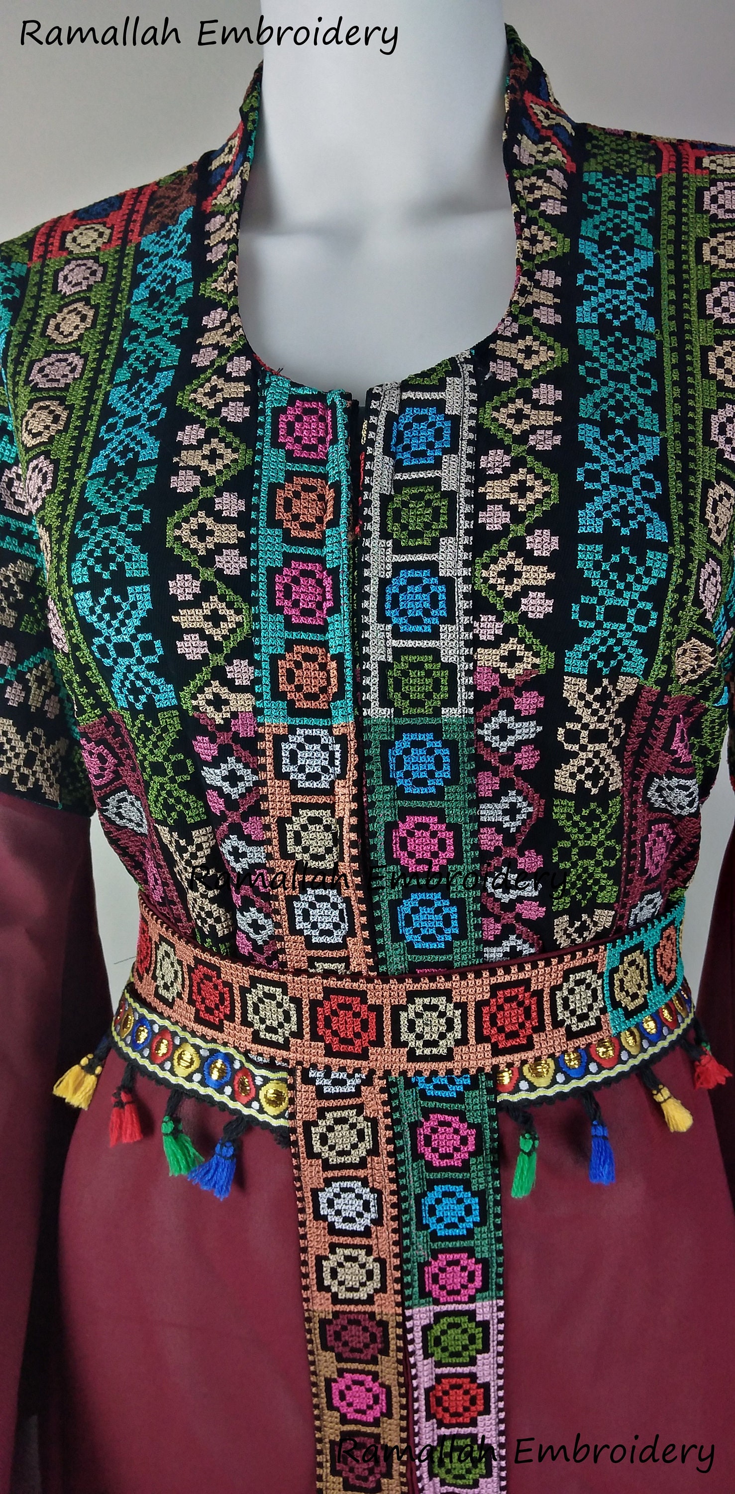Palestinian Embroidered Stunning Maxi Dress Thobe Kaftan | Etsy