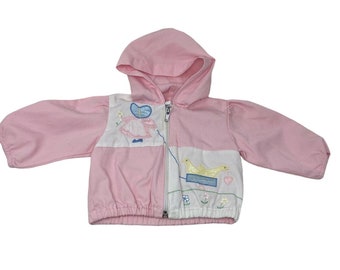 Giacca in misto cotone leggero vintage anni '80 rosa infantile Holly Hobbie 3-6M