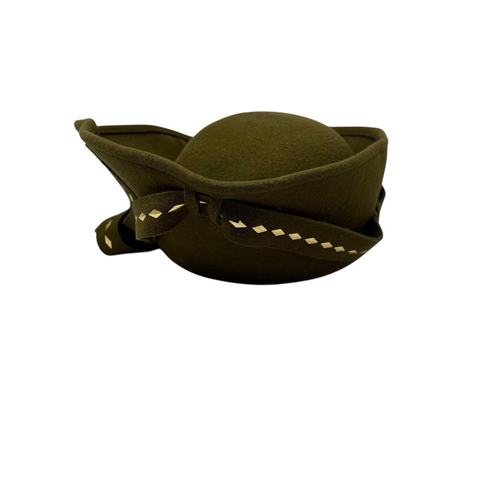 Vintage Mr. John Olive Wool Felt Studded Hat Avant Garde Art  display picture 3