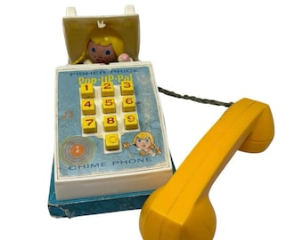 Giocattolo vintage Fisher Price Pop-Up Pal Chime Phone del 1968 - Funzionante