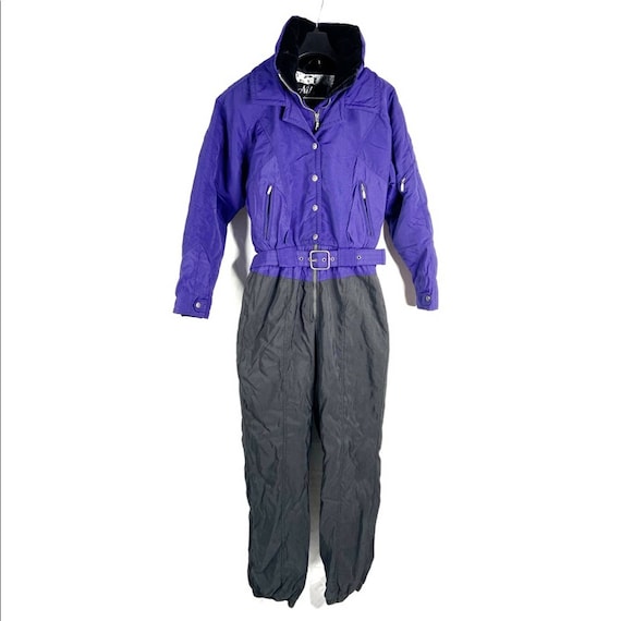 Nils Skiwear Vintage 90s Purple/black Women's One Piece Belted Ski Suit M 