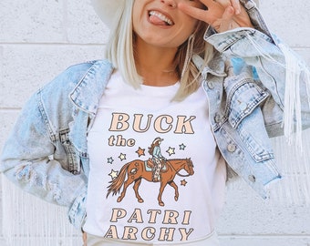 Camisa de caballo vaquera espacial Smash The Patriarchy Camisa izquierdista Fuck The Patriarchy Western Graphic Tee Camisa de justicia social Y2K Top Estética