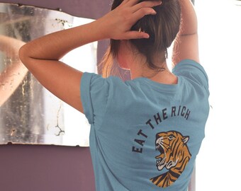 Camiseta Eat The Rich Tiger Camiseta Eat The Rich Camiseta Anti Capitalism Tiger Camiseta Anticapitalista Camiseta Tax The Rich Tiger Camiseta gráfica Justicia social