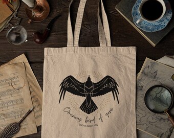 Edgar Allan Poe Poet Tote Bag Literature Tote Dark Academia Light Academia Library Bag Literary Tote Bookish Tote Bag Book Themed Gifts