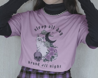 Ropa gótica pastel Camiseta de gato Camiseta de hogareño Ropa alternativa Ropa gótica Ropa emo Ropa gótica de centro comercial Ropa Eboy Ropa E Girl Pastel Goth