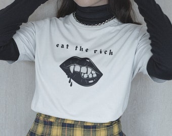 Eat The Rich Anti Capitalism Gothic Clothes Vampire Shirt Leftist Shirt Egirl Clothing E Girl Clothing Plus Size Goth Clothes Pastel Goth