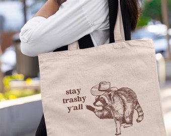 Raccoon Tote Bag Western Graphic Tote Trash Panda Tote Cowgirl Tote Bag Cowboy Tote Bag Raccoon Gifts For Her Western Tote Bag Funny Tote