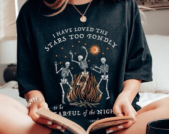 Poet Shirt Dark Academia  Clothing Alt Clothing Dancing Skeleton Shirt Bookish Merch Astronomy Gifts Reading Shirt Mystical Shirt Celestial