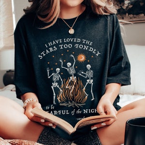 Poet Shirt Dark Academia  Clothing Alt Clothing Dancing Skeleton Shirt Bookish Merch Astronomy Gifts Reading Shirt Mystical Shirt Celestial