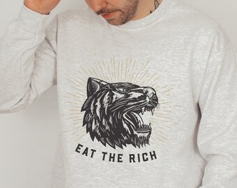Sudadera Eat The Rich Impuestos a los ricos Camiseta Eat The Rich Camiseta con gráfico de tigre Sudadera con tigre Sudadera política Camiseta de justicia social Alt