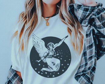 Camiseta estética Downtown Girl, ropa Angelcore, ropa grunge Y2K, ropa indie, ropa urbana cristiana, camiseta basada en la fe, ropa cristiana