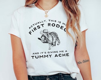 Camisa de mapache Mi barriga duele basura Panda Camisa Cowboy Mapache Camiseta Vaquera Camisa Vaquera Camisa Vaquera Dank Meme Tummy Ache Survivor Camisa extraña