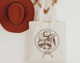 Mapache bolso de mano occidental gráfico tote basura panda tote vaquera bolso de mano vaquero bolso de mano regalos de mapache para su bolso de mano occidental divertido tote