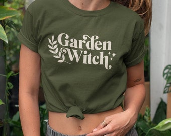 Ropa de bruja Jardín Bruja Bruja verde Camiseta botánica Camiseta de jardinero Camiseta de dama de las plantas Chica mágica Cosas de bruja Camiseta de plantas Cosas de brujas