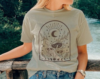 Mushroom Apparel Mushroom Print Shirt Mushroom Top Cottagecore Clothes Witchy Things Mushroom Shirt Men Tarot Shirt Mushroom Tshirt