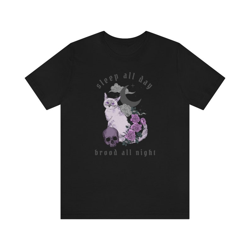 Pastel Goth Clothing Cat Shirt Homebody Shirt Alt Clothing Gothic Clothes Emo Clothes Mall Goth Eboy Clothing E Girl Clothing Pastel Goth Solid Black Blend