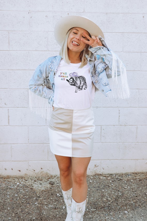 Yall Means All Raccoon Shirt Cowgirl Shirt Cowboy Shirt Western Graphic Tee Trash Panda Raccoon Gifts Pride Shirt Human Rights Shirt Gay