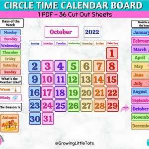 Circle Time Calendar Board Printable, Months of the Year, Days of the Week, Seasons, Weather, Morning Board, Class Focus Board, Homeschool