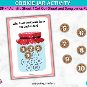 Cookie Jar Counting Activiy, 1-10 Number Counting Activity, Cookie Jar Song Activity