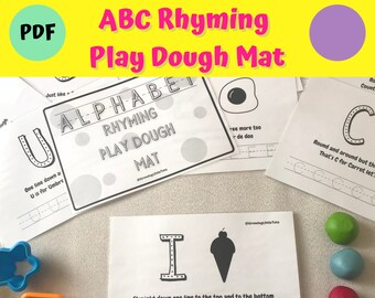 Alphabet Rhyming Play Dough Mat: Printable Tracing Worksheets (PDF)