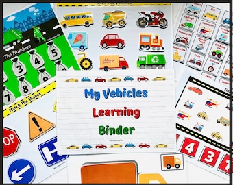 Transportleermap | Auto's druk boek | Auto's die overeenkomen met activiteit | Preschool peuter leren bindmiddel | Dingen die gaan | Alfabetten