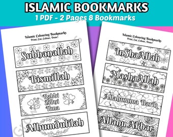 Islamic Phrases Printable Colouring Bookmarks