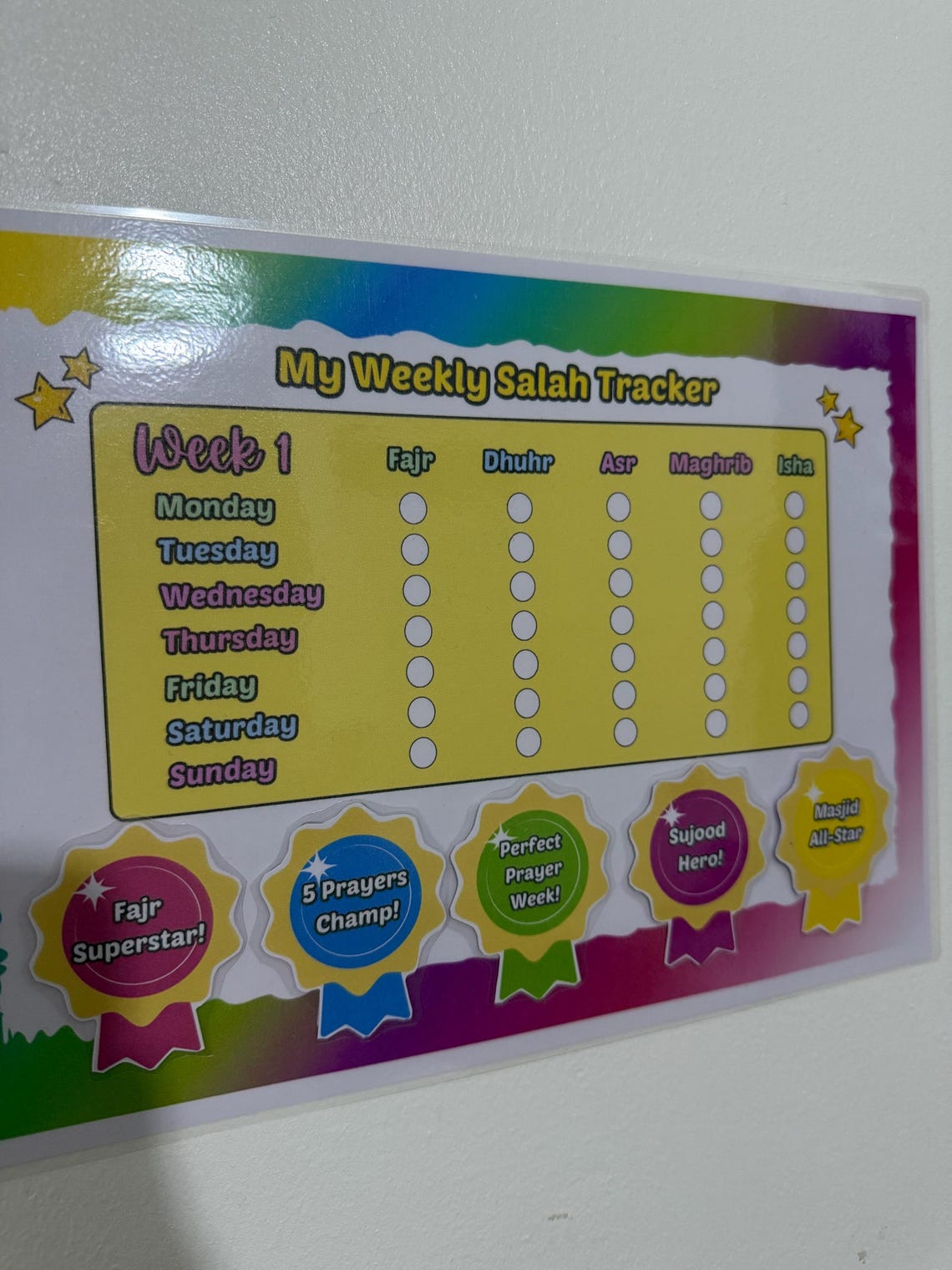 Printable Weekly Salah Tracker With Reward Badges, 4 Week Tracker - Etsy
