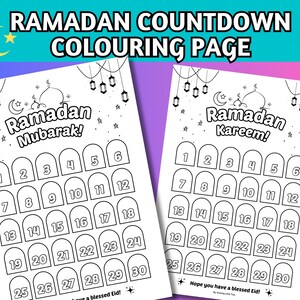 Ramadan Countdown Colouring Page Printable | Islamic Activity for Kids | Ramadan Decor | Ramadan Eid Worksheet