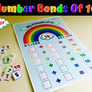 Number Bonds of 10, Learning Resources, Homeschool, Pre-School, Kindergarten Worksheet, Numeracy Activity,  KS1, Busy Book
