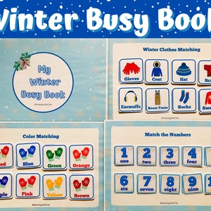 Libro ocupado de invierno imprimible, carpeta de aprendizaje de invierno, carpeta de aprendizaje preescolar. Actividades de aprendizaje para preescolares y niños pequeños