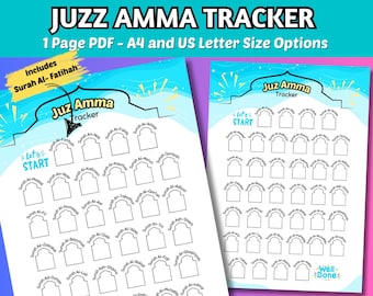 Juz Amma Memorization Tracker for Kids: Quran Surah Chart (PDF)
