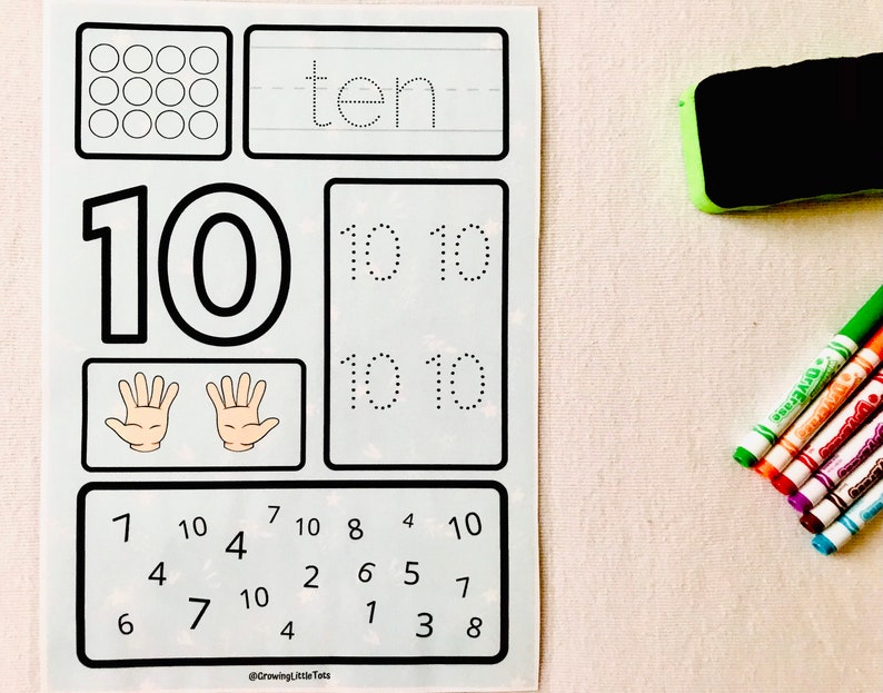 Number 1-10 Tracing Mat Printable Play Dough Mat Tracing Activity ...