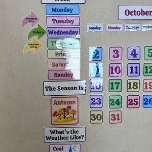 Circle Time Calendar Board Printable, Months of the Year, Days of the ...