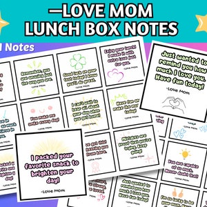 24 notes de boîte à lunch imprimables de maman, papa, cartes de vœux pour les enfants, 24 notes encourageantes