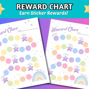 Printable Kids Reward Chart, Rainbow Sticker Chart For Kids, Behavior Chart Toddler Potty Training Chart
