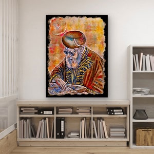 Rav Ovadia Yosef Timeless, Judaica Art, jewish artist, For jewish home, Original unique art on plexiglass and Canvas, Ready to hang.