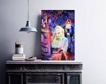 Baba Sali original Art, Torah Reading, Jewish modern Wall Art on Canvas or plexiglass. Unique Jewish Art, ready to hang, Jewish home.