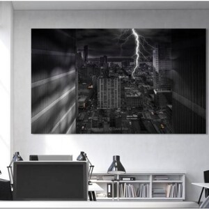 New York Skyfall, New York Photography, Photography, Manhattan, Lighting, Plexiglass art, Canvas art, Black and white, Original Photography.