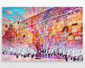Praying Lights, Jewish wall art, Jerusalem Kotel, Hasidic Art, Judaica artist, Plexiglass and Canvas print, Original Art ready to hang.