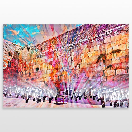 Praying Lights Jewish Wall Art Jerusalem Kotel Hasidic Art Etsy