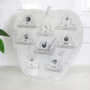 Rosh Hashanah Simanim on Acrylic, apple shapped platter, Rosh Hashanah tray, plexigass marble print.