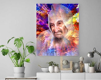 Baba Sali, Jewish modern Wall Art on Canvas or plexiglass. Unique Jewish Art, Rabbi Art, Jewish home, Original Art.
