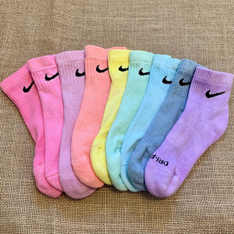 Hand-Dyed Nike Ankle Socks In Multiple Colors | Tie Dye Nike Socks 